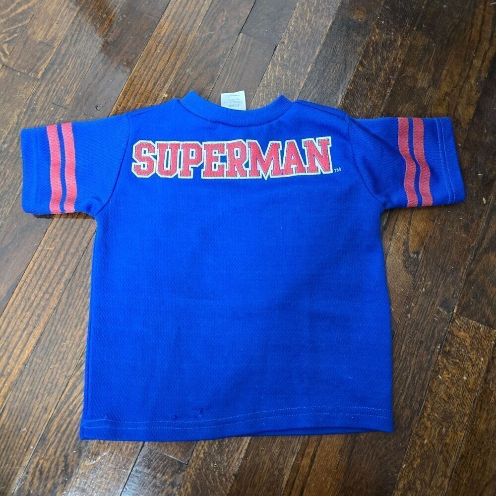 Vintage 90s Boys Superman Jersey Blue Red size 2 T - Picture 6 of 8